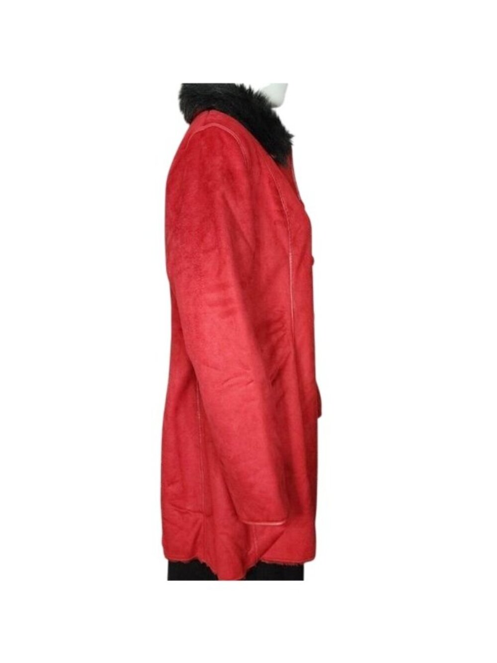 Anne Klein Red Suede Coat With Faux Fur Collar Size Small NWT - Picture 3 of 10